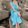 Sanya Travel Outfit for Photoshoot, Beach Dress for Petite Women, Seaside Vacation, Super Fairy-Like One-Shoulder Strap Dress