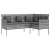 L shaped Sofa with Cushions Poly Rattan Grey