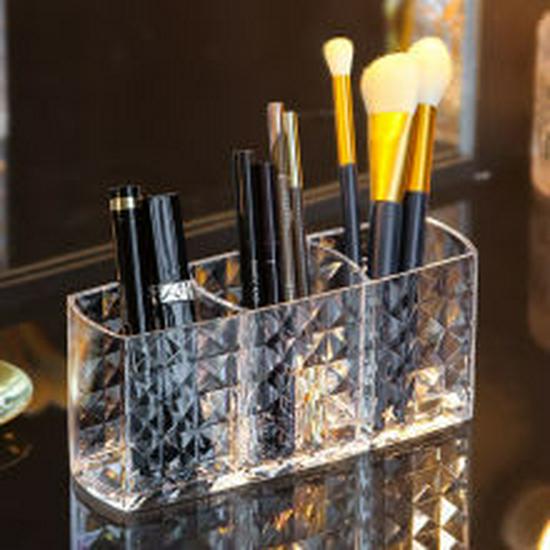 Diamond Pattern Acrylic Holder for Makeup Brushes & Pens