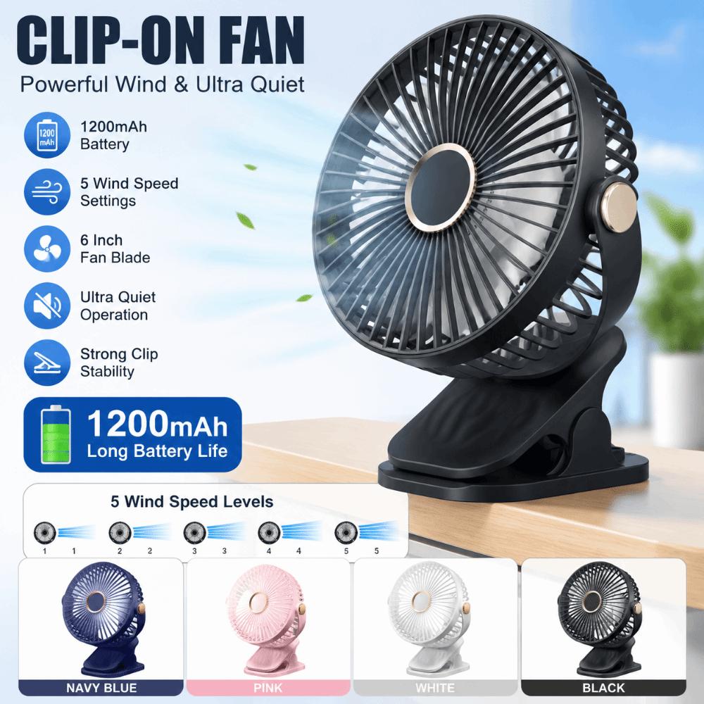 Clip/Stand/Hang Design Clip-on Fan 720° Rotation Cooling Fan Mini Desktop Electric Fan  Home