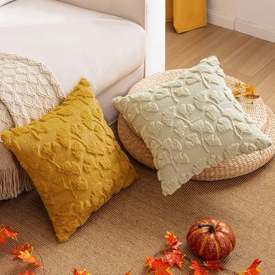 Copricuscino Autunnale in Peluche Faux Fur Copricuscino con Arte Foglia d'Acero 3D Stile Fattoria Bohemien Cerniera Invisibile Federa