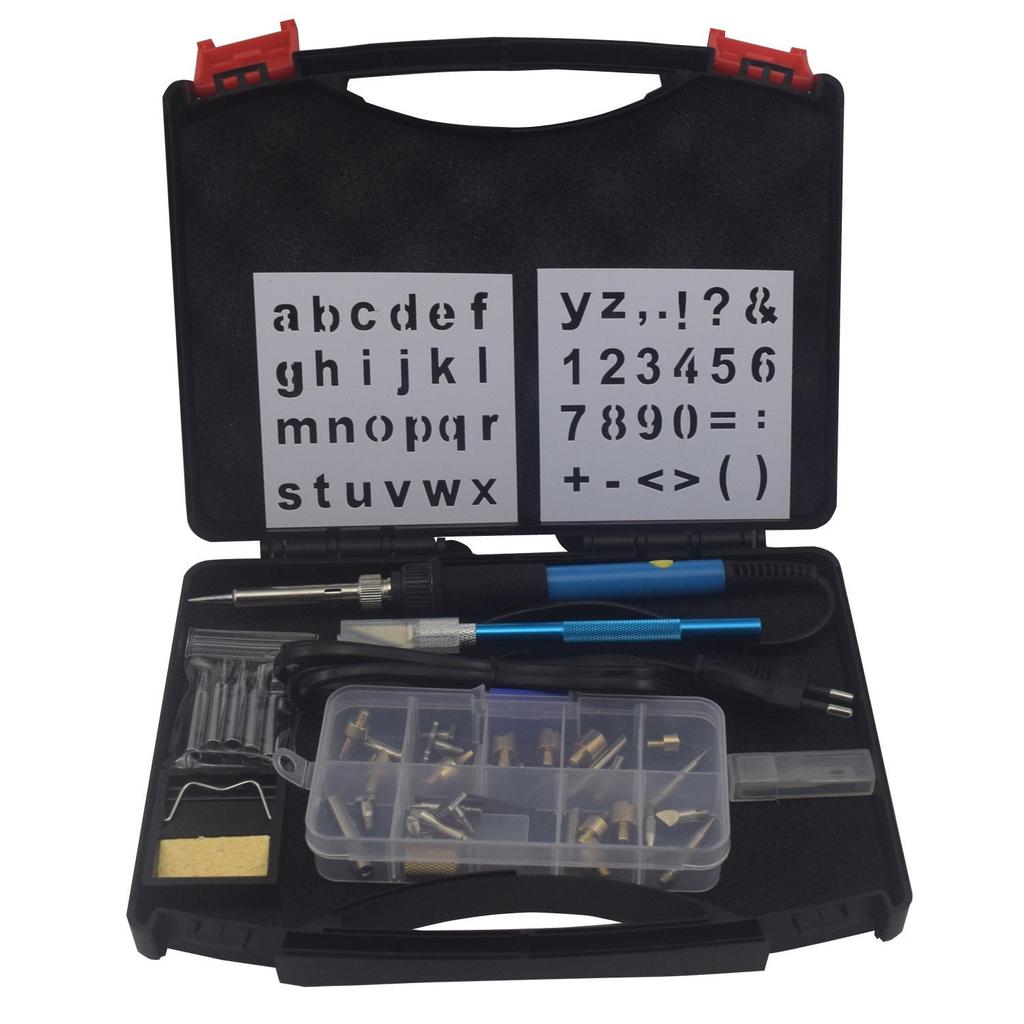28-Piece Adjustable Temperature Soldering Iron Set with Pyrography Pen - 110V European Standard