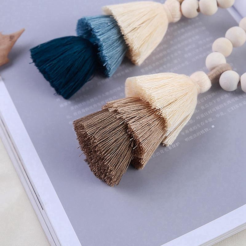 2pc Bead Garlands Curtain Tiebacks Rainbow Tassel Wood Bead Magnetic Curtain Tiebacks For Home Office Living Room Decoration