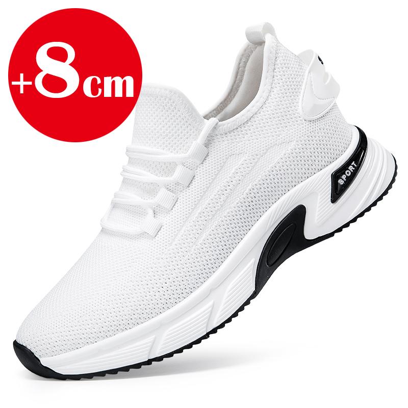 New men's mesh breathable sneakers casual growing shoes 8cm high shoes men's summer breathable 6cm elevator shoes