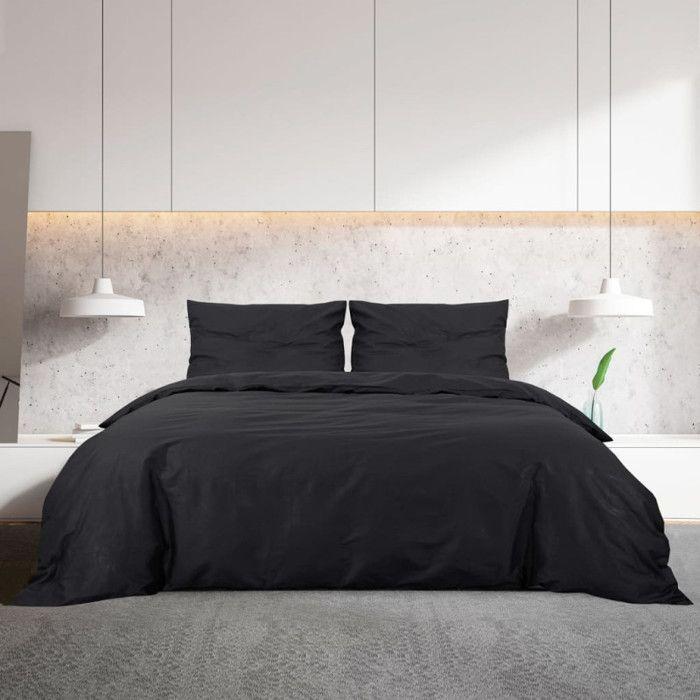 VidaXL Black Duvet Cover Set 200x200 Cm Lightweight Microfiber135979
