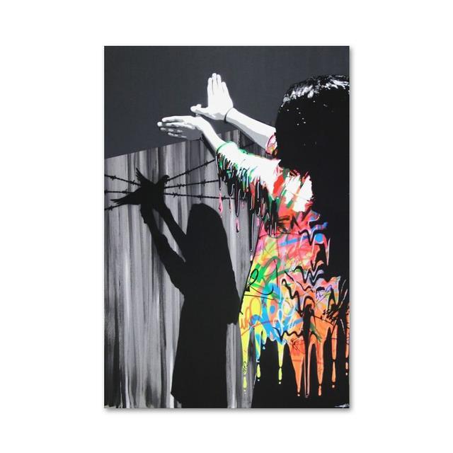 Banksy Graffiti-Kunst auf Leinwand, Gemälde an der Wand, Kunst, Poster und Drucke für Wohnzimmer, Home-Office, Dekoration, rahmenloses Dekor, Geschenke