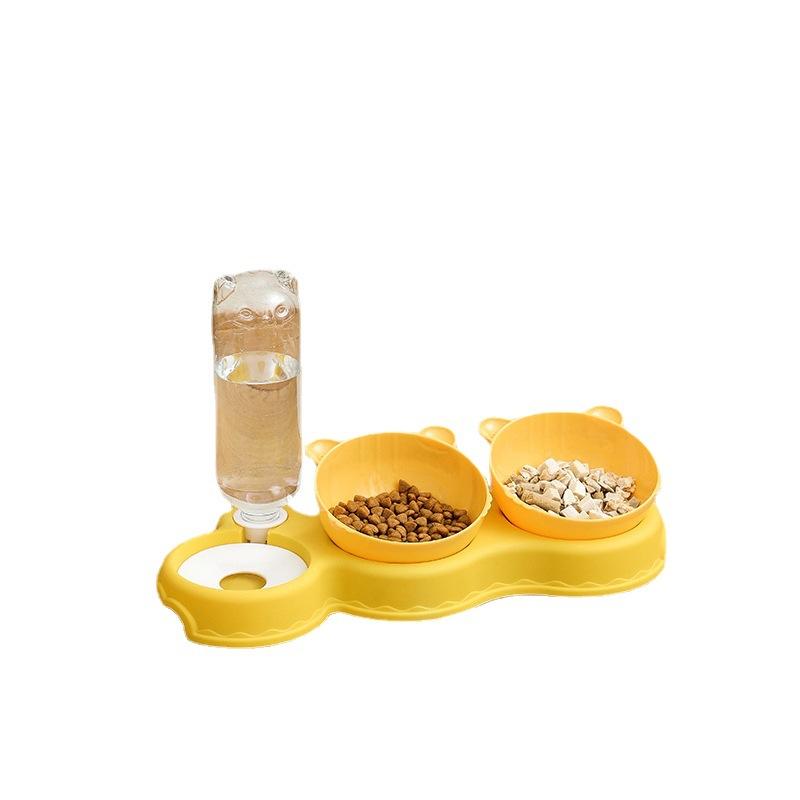 Cat Bowl, Double-bowl Moisture-proof Mouth, Multi-functional Pet Bowl, Automatic Feeding and Drinking Water Dispenser, Dog Bowl