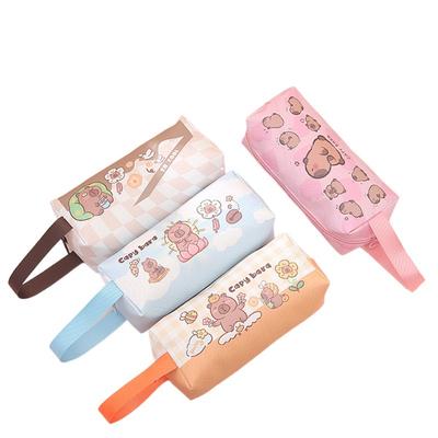 New PU Capybara Pencil Bag Large Capacity Cute Cartoon Pencil Cases Stationery Box