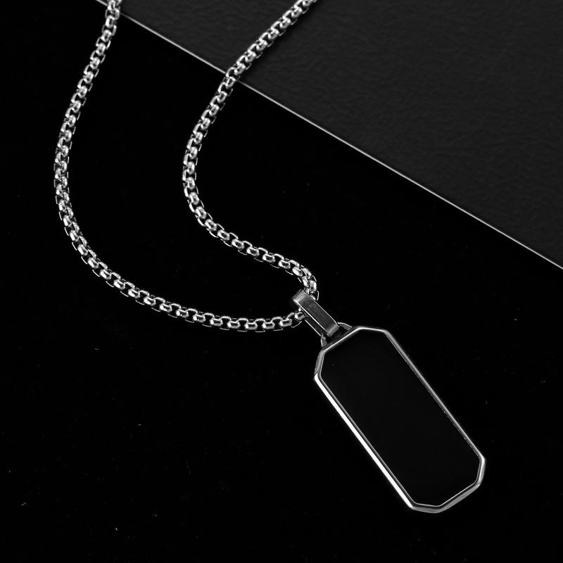 Men's Black Stainless Steel Drip Oil Necklace - Hip Hop Style Versatile Sweater Chain