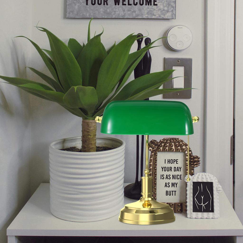 Bankers Lamp Shade Replacement Retro Green Plastic Lampshade Desk Lighting Cover Anti-Glare Vintage Style Nightstand Light