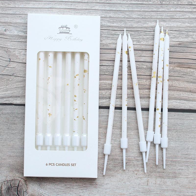 New Black and White Gold Dot A8 Straight Pole Pencil Candle Birthday Party Party Long Pole Box Baking Candle