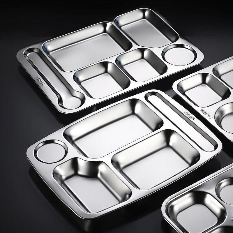 

304 Stainless Steel 5-Compartment Divided Meal Tray