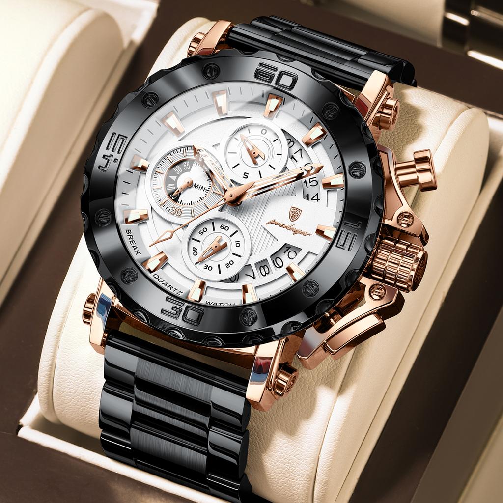 Stainless Steel Watch for Men with Large Dial Quartz Men Watches Fashionable Luxury Business Watches for Men Watches