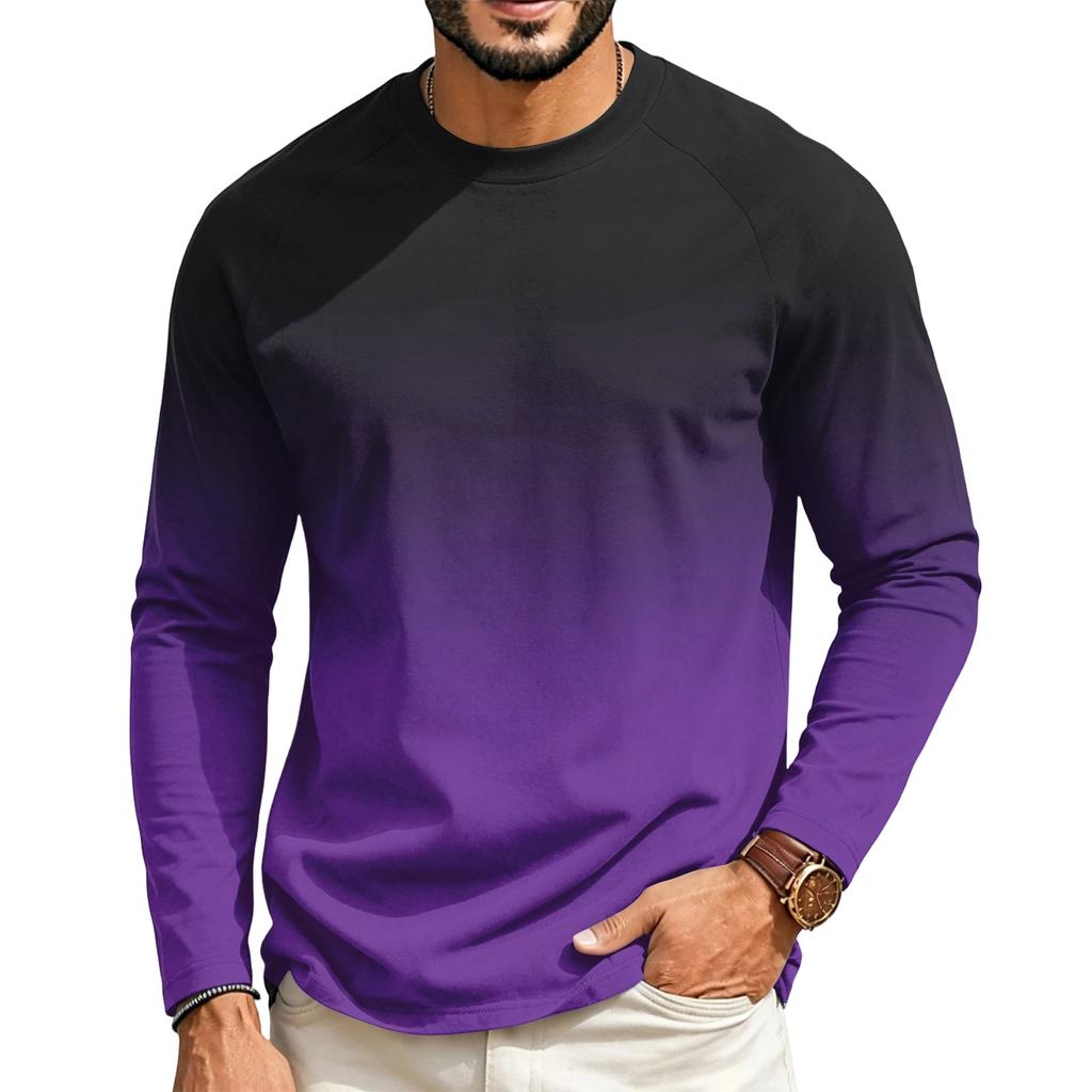 Men's Raglan Long Sleeve T-Shirt Neck Casual Top for Everyday Wear
