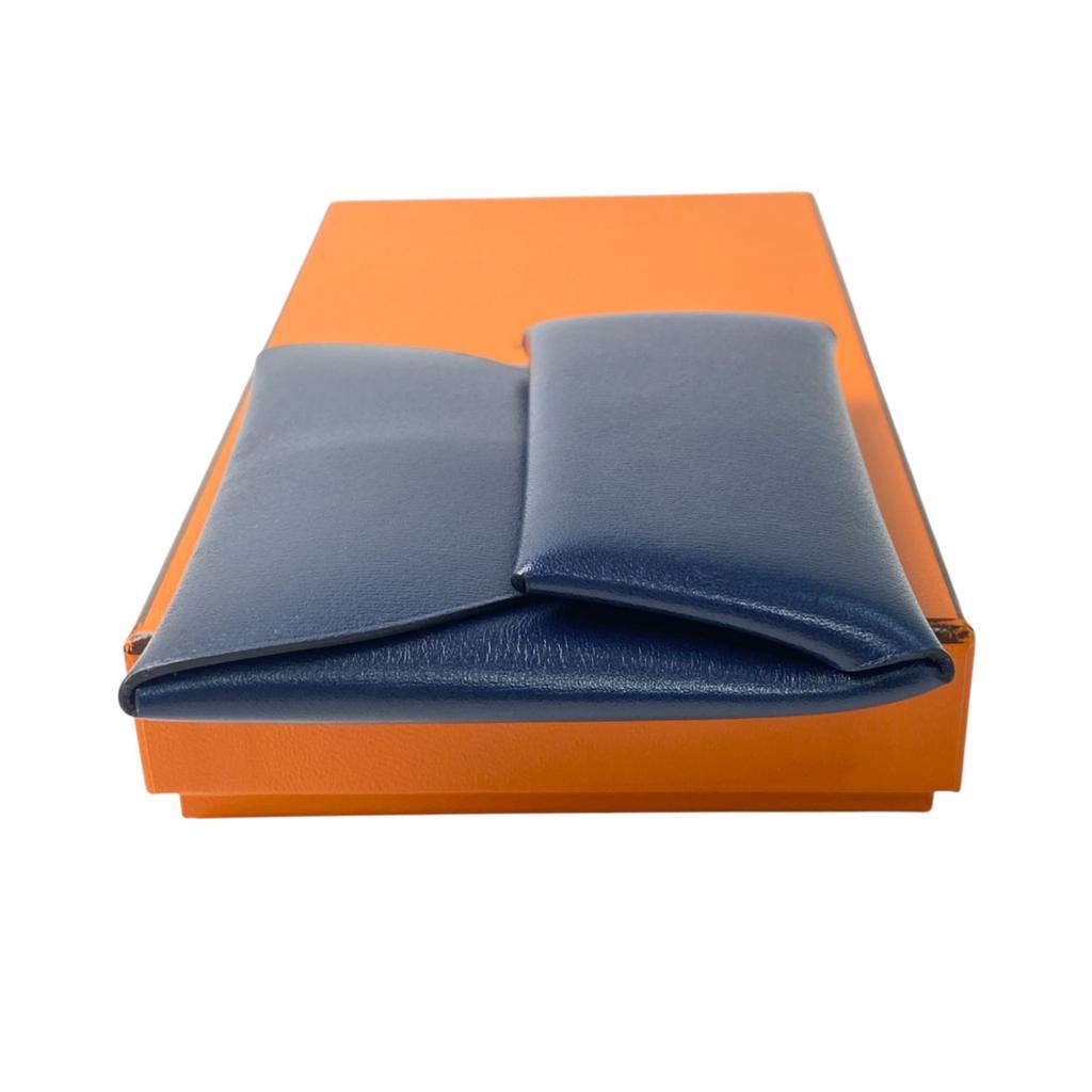 Used HERMESCoin Case Navy System Box Scarf Women