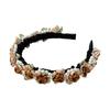 Comfortable Plastic Hairband Stylish HeaddressWith Pearls Floral Design Wedding Party Accessory For Sensitive Skin