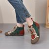 Longlin 2025 Damen Retro Colorblock Leder Stiefeletten - Weiche Sohle, Hässlich Süßer Stil