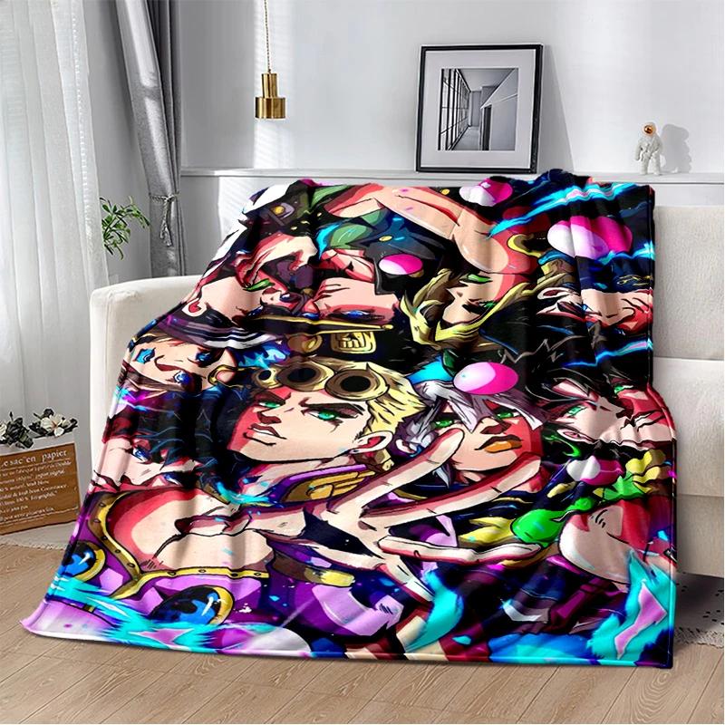 3D Cartoon Jojo's Bizarre Adventure Anime Blanket,Soft Throw Blanket for Home Bedroom Bed Sofa Travel Picnic Office Cover Kids