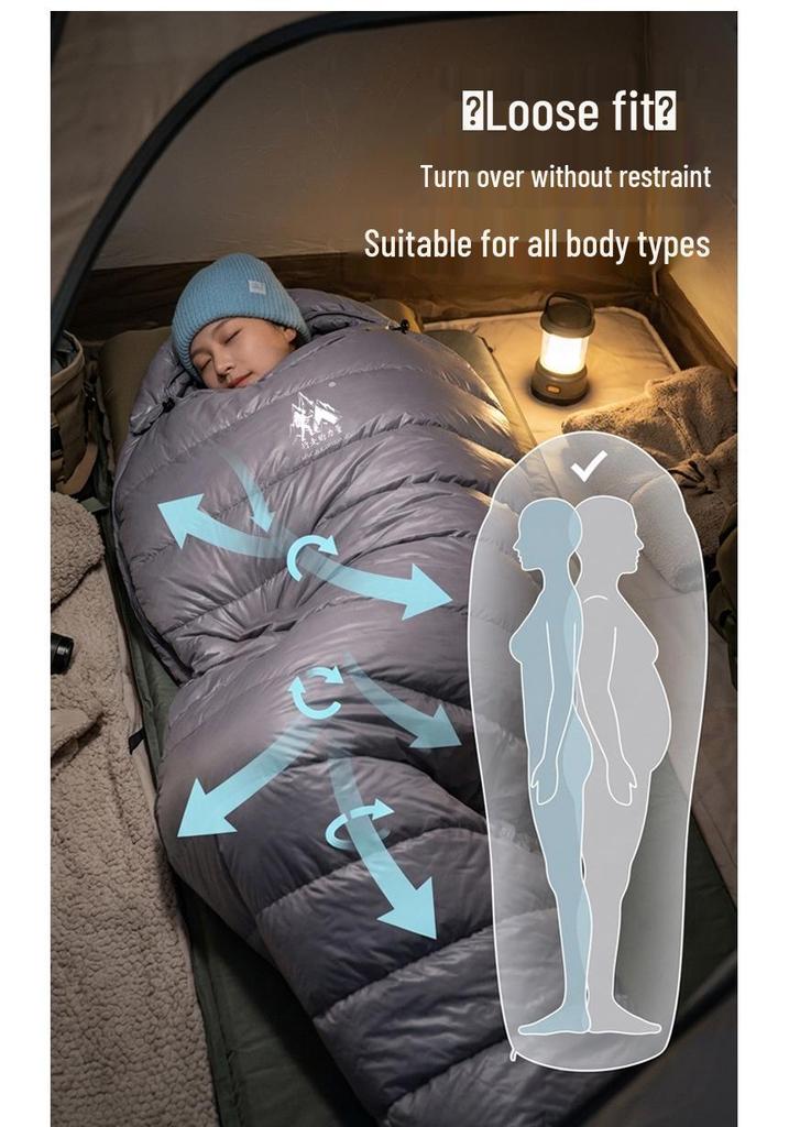90% Duck Down Mummy Sleeping Bag: Thickened, Portable for Outdoor Camping