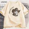 Meowdy Cowboy Cat T-Shirt Men Vintage Cowboy Cat T-Shirt 90s Funny Cute Kitten Country Western Printed T-Shirt Streetwer Tops