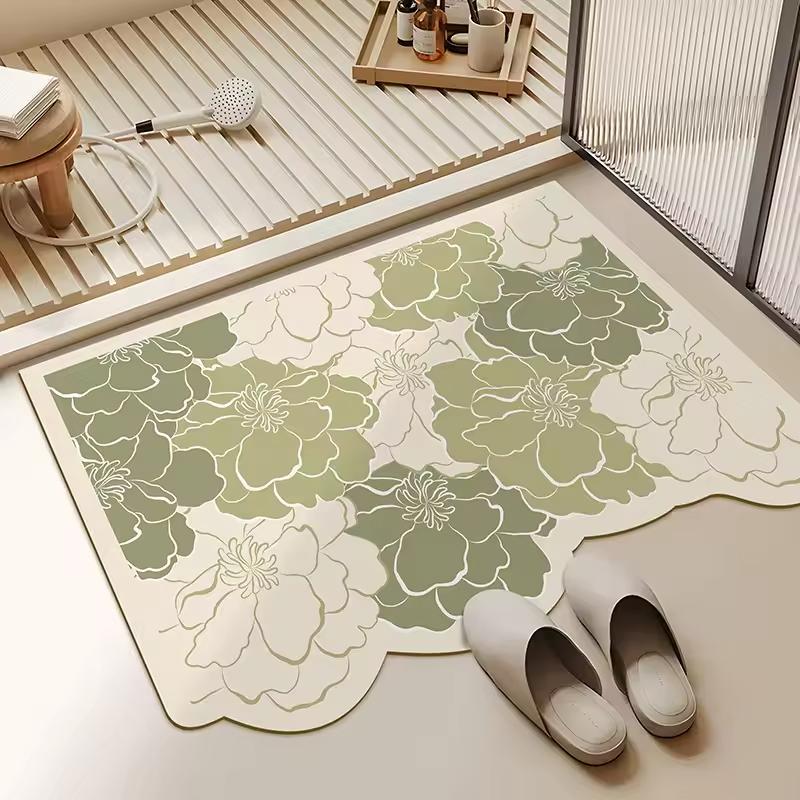 Tappeto da Bagno Floreale Tappeto Irregolare Tappetino Assorbente per Pavimenti Domestico Resistente all'Usura Tappetino da Bagno ad Assorbimento Rapido