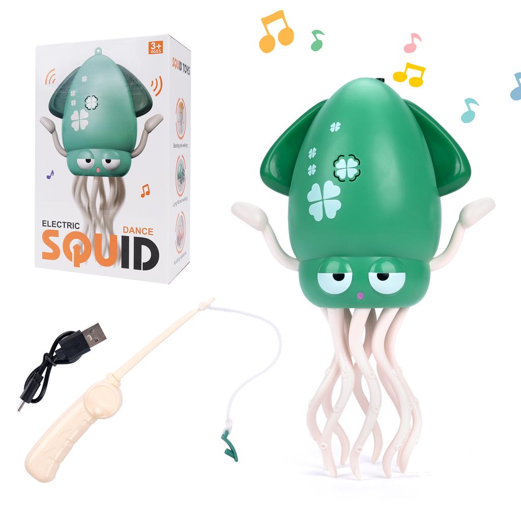 Dancing Squid Kids Electronic Pet Toys Induction Lying Flat Squid with Light&Music Interactive Development Toys Tummy Time Gifts