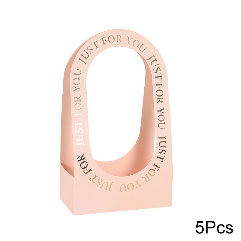 

5 шт. крафт-бумага упаковочный материал для букетов складная с ручкой цветочная корзина с двусторонней печатью на День святого Валентина розовый