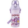 Skater Children's Direct Drinking Water Bottle Plastic 480ml One Push Open/Close Dishwasher Safe Made In Japan Sanrio Kuromi Fancy Snacks PSB5SAN-A