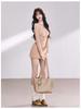 French Style Knit Dress: Lace-Up Waist, Slim Fit, A-Line Short Skirt, Women's Body-Hugging Design