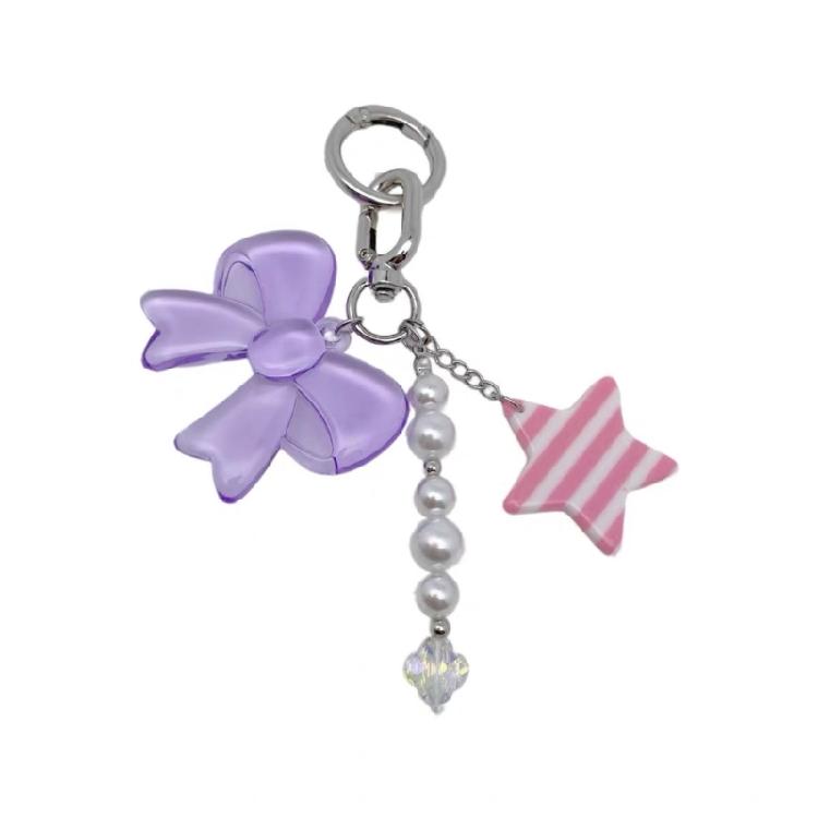Lightweight Bowknot Charm Keychain For Handbags User Friendly Acrylic Alloy Gift For Birthdays And Special Event