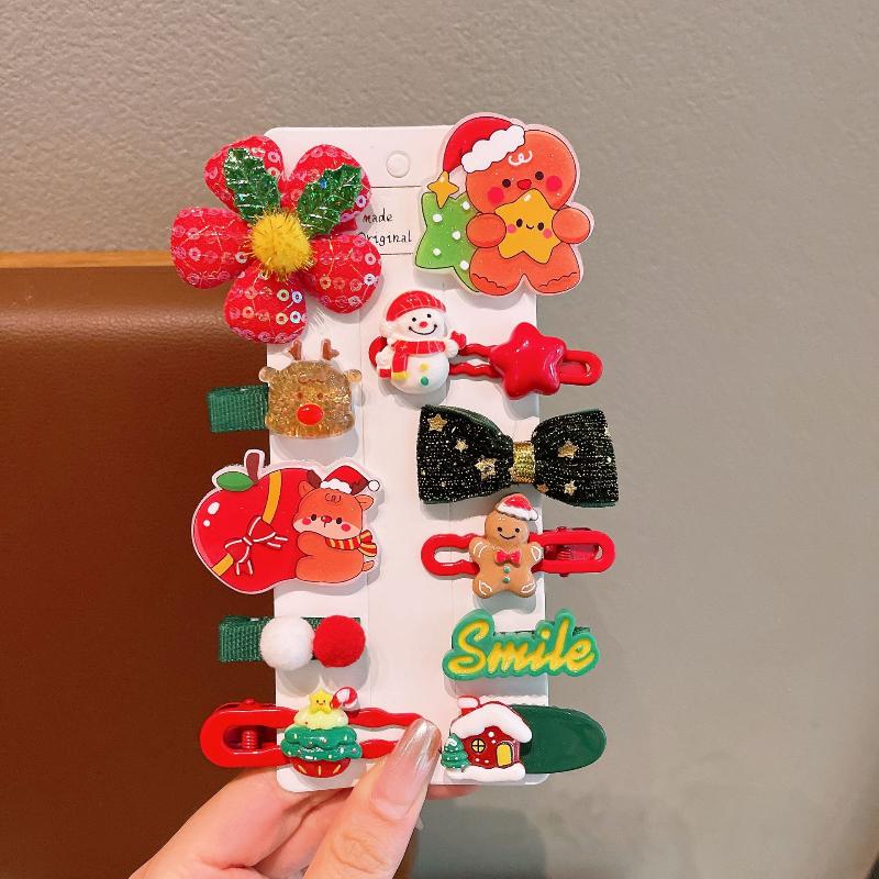 

Набор рождественских заколок для волос Милый Санта-Клаус Рождественская елка Снежинка Заколка для волос Детские аксессуары для волос Подарки на год