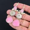 Natural Pink Chalcedony Gemstone Drop/Dangle Earrings 925 Silver For Girls