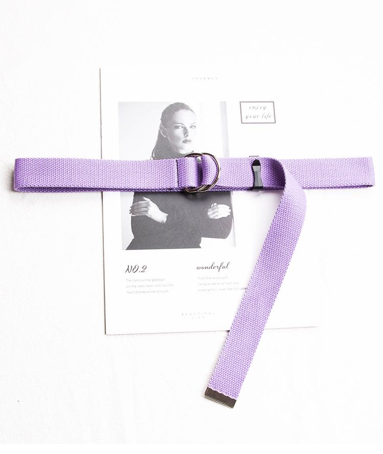 Double D-Ring Canvas Belt for Women - Korean Style, Versatile Harajuku Design, 3.2cm Fabric for Jeans or Work Pants.