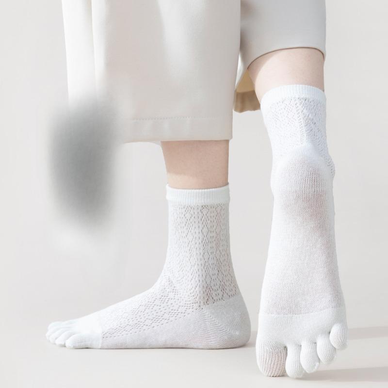 Summer Socks for Women: Thin Mesh Mid-calf Socks, Summer Five-finger Pilates Socks, Thigh-high Socks