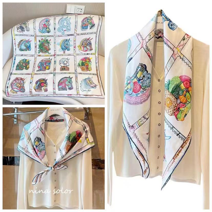 Eleganti Foulard di Seta da Donna Con Centinaia di Camicie, Assistenti di Volo, Decorazione Professionale, Protezione del Collo, Foulard, 70 Foulard Quadrati Piccoli.