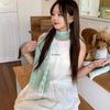 Jasmine Green Grapes Mori Style Cotton Linen Silk Scarf for Women - Spring/Summer 2025 Neck Accessory