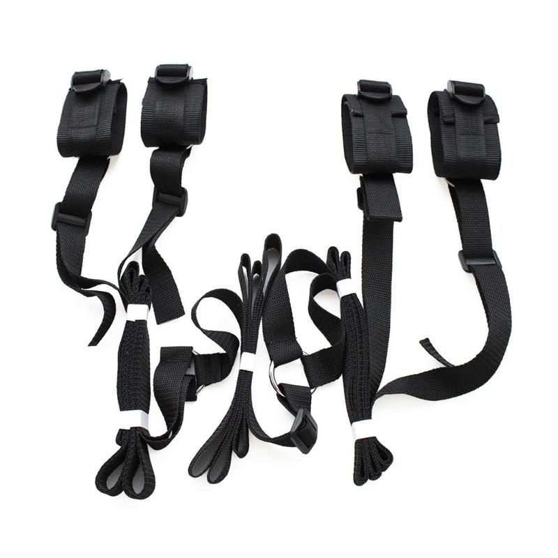 Bedroom Bondage Boutique Adjustable Belt Under Mattress Sex Toys for Couples SM Bed Fetish Restraint,Wrists 4 Ankle Cuffs