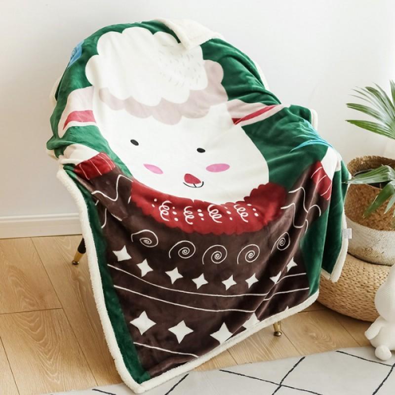 Soft Cartoon Fleece Blanket Toddlers Nap Time Double-Layer Sherpa 100x140cm Kids Bedding
