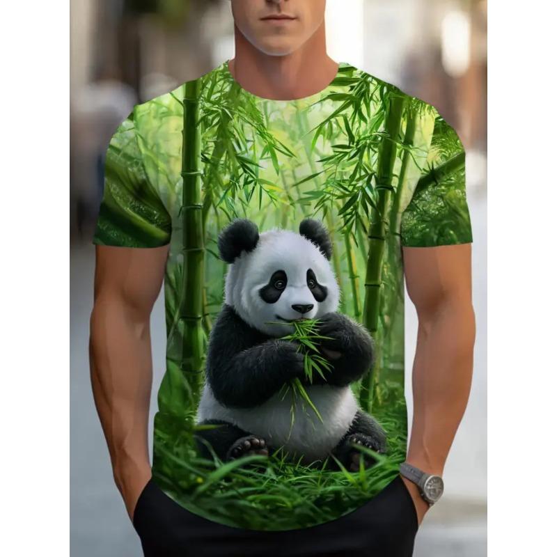 

Men s 3D Printed Panda Pattern Printed T-shirt Digital Printed Short Sleeved T-shirt Breathable Polyester Round Neck Casual XS