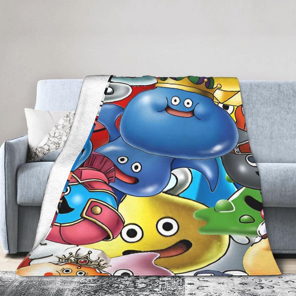 D-Dragon Quest Slimes Plush Blanket Children  Flannel Throw Blanket For Living Room Warm Soft Quality Bedspread Birthday Gift