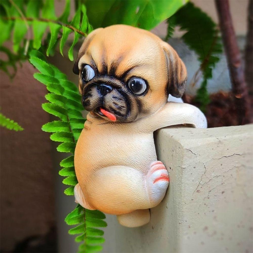 3D Dog Climbing Garden Statue Simulation Exquisite Fish Tank Figurine Handicraft Durable Garden Figurine Bedroom