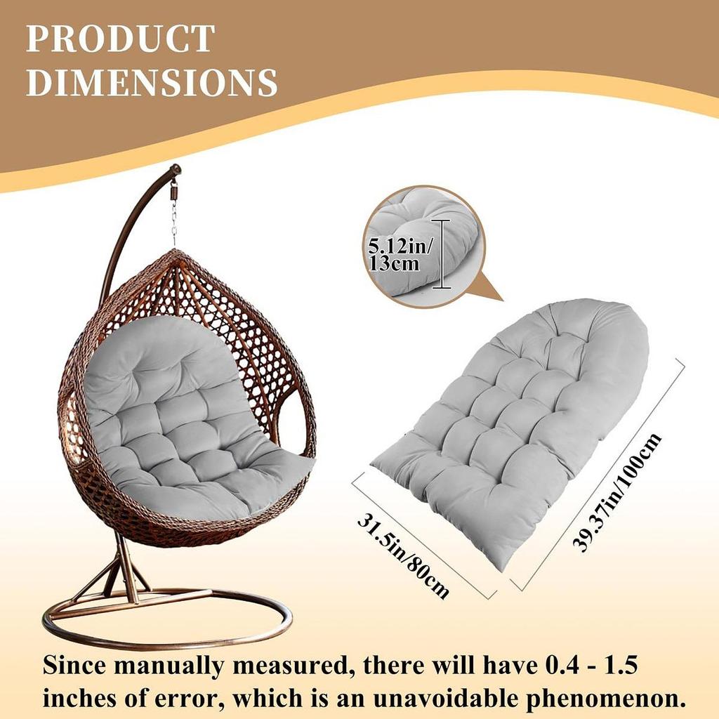 Hanging Egg Chair Cushion Pad, Washable, Comfortable, Soft Chair Seat Cushion, Thicken for Outdoor,Indoor, Porch,Patio,