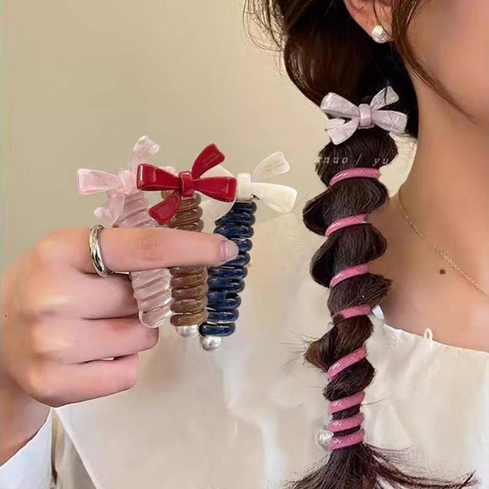 

Hair Accessory Ponytail Telephone Cord Ribbon Hair Band (S15124619) white
