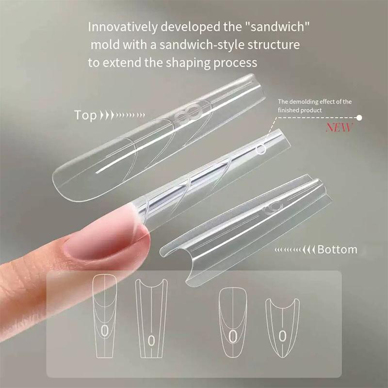 280Pcs Sandwich Dual Forms Nail Extension Upper Mold Coffin Almond Acrylic Top Bottom Molds 14 Sizes Nail Forms