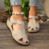 Damen Sandalen mit rundem Zeh und Ausschnitt, Leichte Keilabsatz Römerschuhe, Atmungsaktive Strand-Slipper Großhandel auf Lager