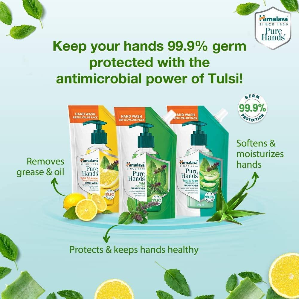 Himalaya Pure Hands Tulsi Hand Wash Pump 250ml Gentle Cleansing Liquid Soap With Germ Protection And Soft Skin Care