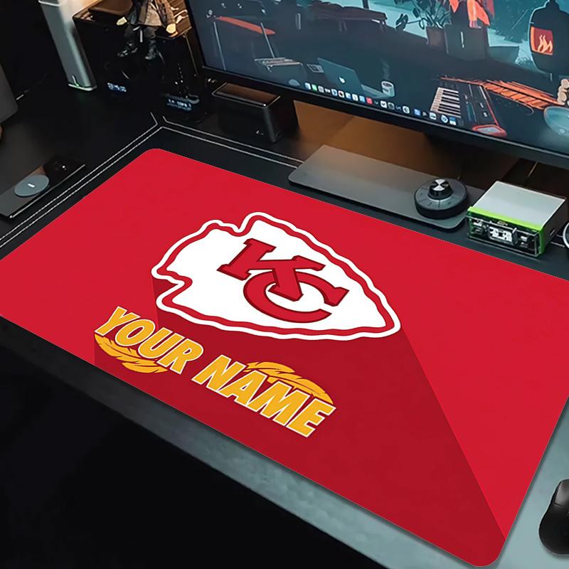 Kansas City Chiefs Druck Kissen Rutschfest Laptop Tablet Großes Mauspadd XXL Matte Mini-PC Spielmatte Mit Verriegeltem Rand