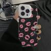 Red Lip Pattern Electroplate Silver IMD Phone Case For  Redmi Note 14 13 12 11 10 Pro Plus 5G 12S 11 Redmi 14C 12 4G Cover
