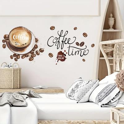 New English Coffee Cup Wall Sticker Living Room Kitchen Water Bar Home Decoration Wall Sticker Self-adhesive