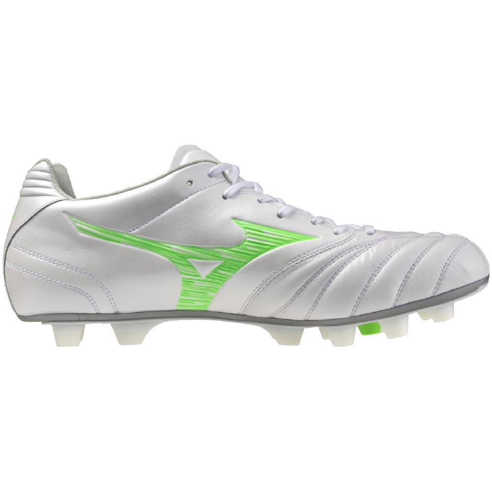 Soccer Cleats Monarcida NEO 3 WIDE ELITE Wide Super White Pearl x Neon 3E [Mizuno] - Fit, Lightweight, Green, 26.5 cm,